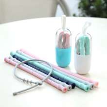 Hot Trending Product Eco Silicone Drinking Straw Set With Case And Cleaner